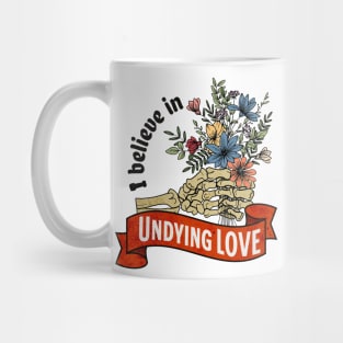 Undying Love Skeleton Hand with Flowers Mug